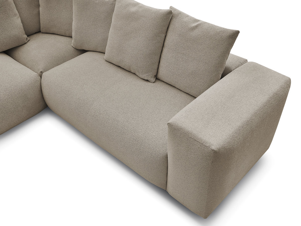 Canapé d'angle fixe modulable VOLTAIRE avec 1 chauffeuse 2 places, 1 angle et 1 chauffeuse 1 place tissu chiné