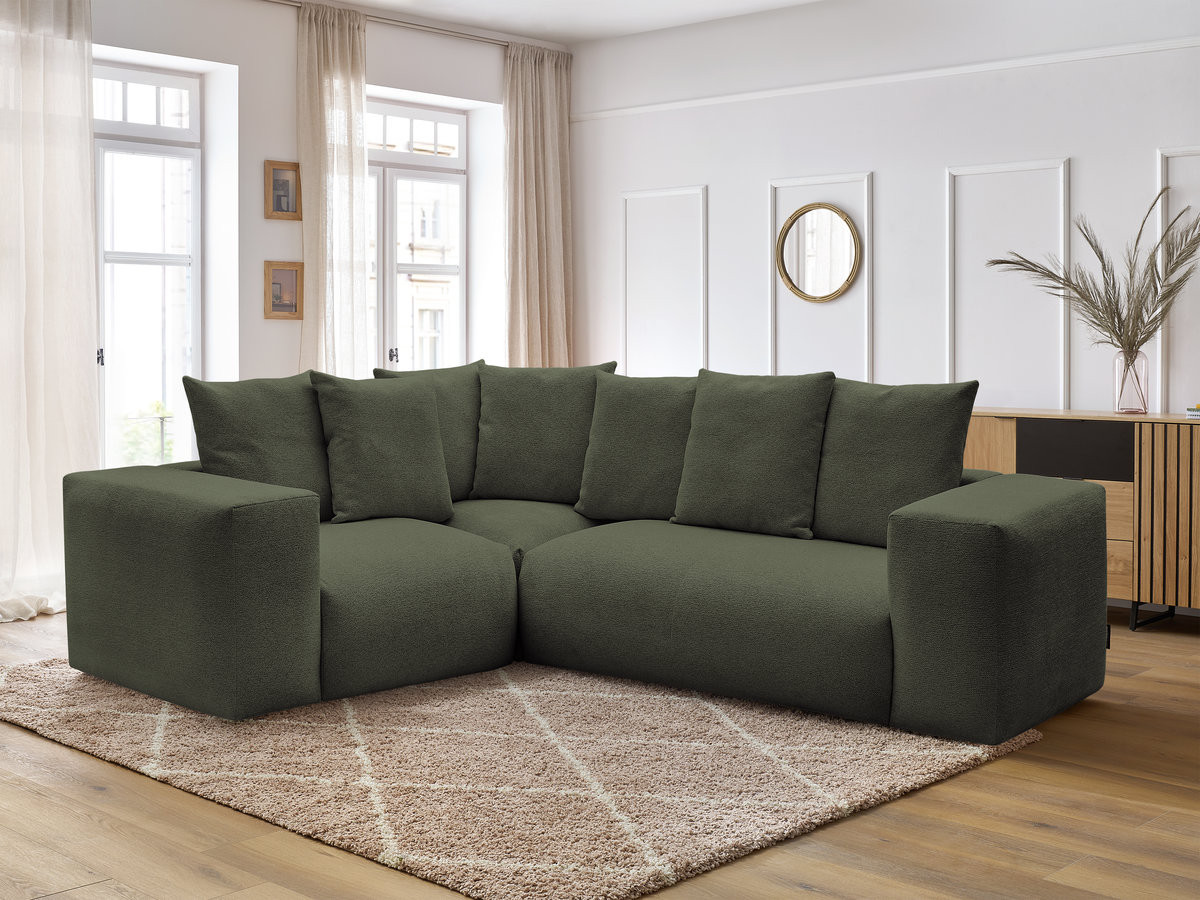 Canapé d'angle fixe modulable VOLTAIRE avec 1 chauffeuse 2 places, 1 angle et 1 chauffeuse 1 place tissu chiné