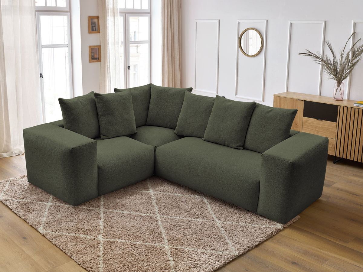 Canapé d'angle fixe modulable VOLTAIRE avec 1 chauffeuse 2 places, 1 angle et 1 chauffeuse 1 place tissu chiné