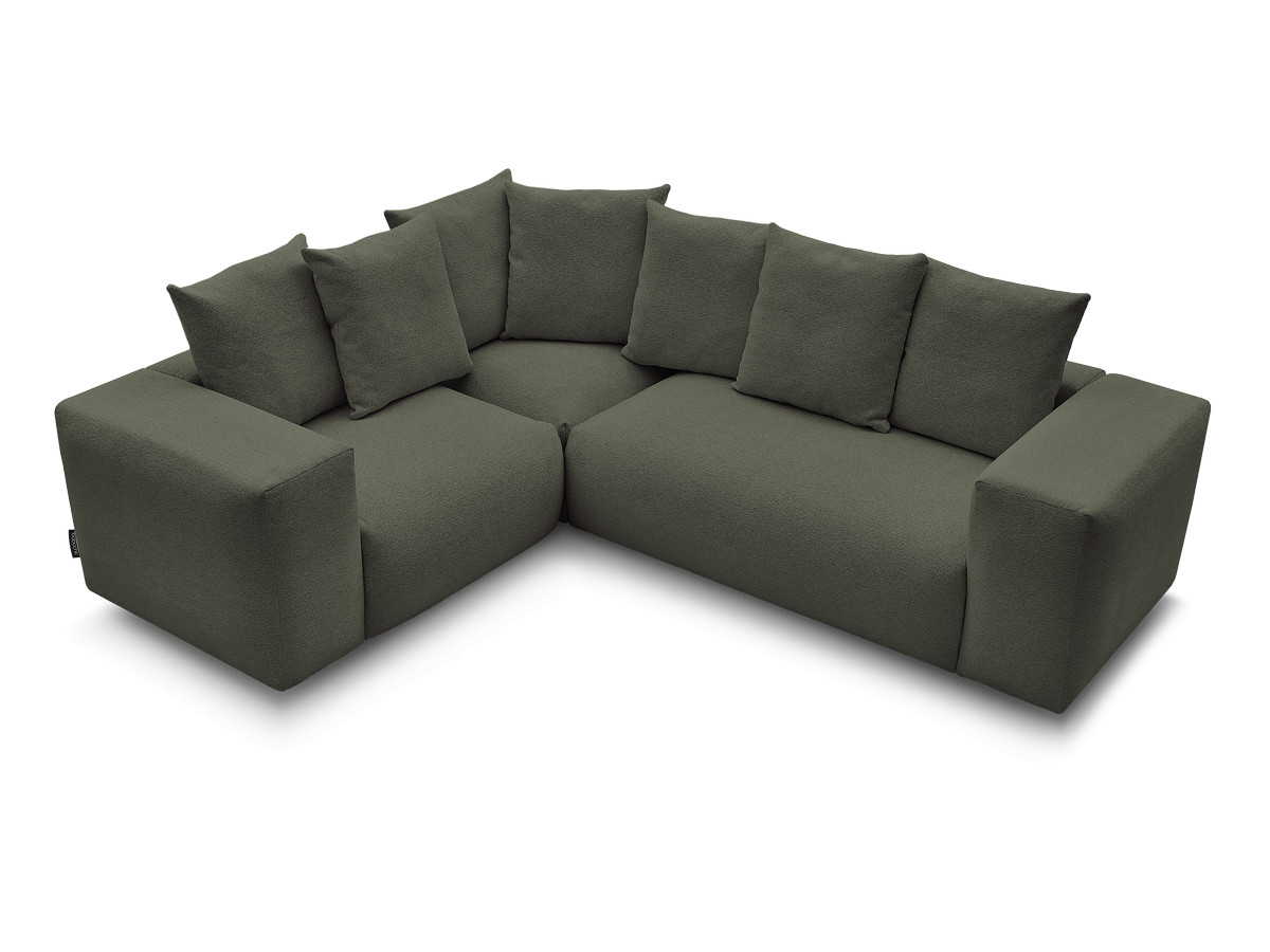 Canapé d'angle fixe modulable VOLTAIRE avec 1 chauffeuse 2 places, 1 angle et 1 chauffeuse 1 place tissu chiné