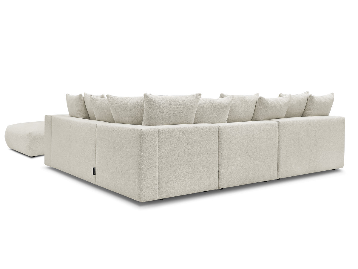 VOLTAIRE modulaire vaste hoekbank met 2 tweezitsfauteuils, 1 hoek- en 1 enkele fauteuil in gemêleerde stof met voetenbank