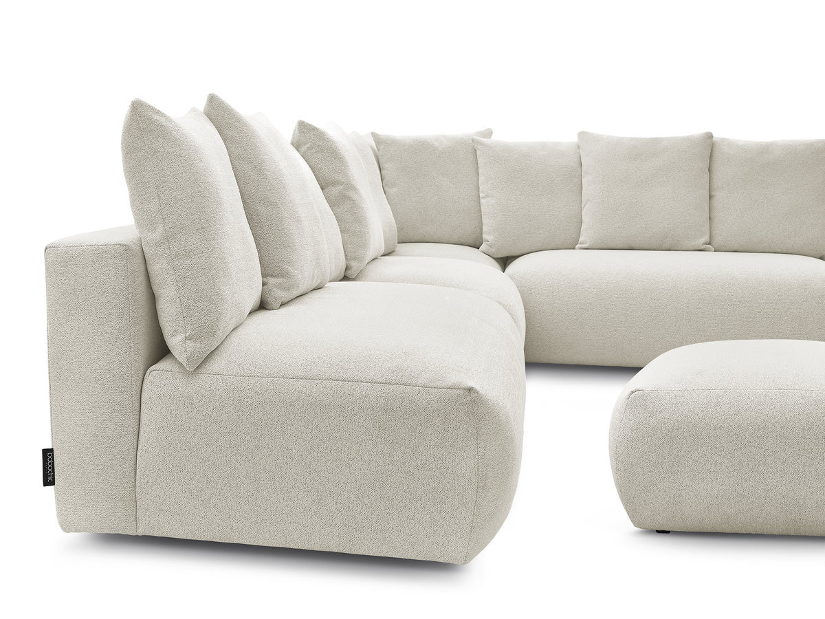 VOLTAIRE modulaire vaste hoekbank met 2 tweezitsfauteuils, 1 hoek- en 1 enkele fauteuil in gemêleerde stof met voetenbank