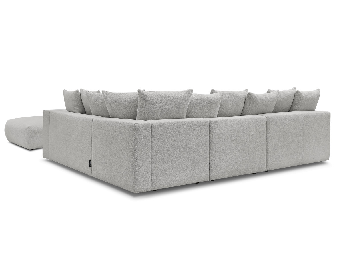 VOLTAIRE modulaire vaste hoekbank met 2 tweezitsfauteuils, 1 hoek- en 1 enkele fauteuil in gemêleerde stof met voetenbank