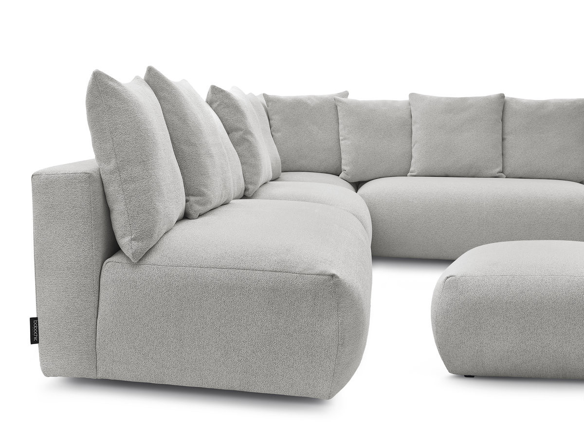 VOLTAIRE modulaire vaste hoekbank met 2 tweezitsfauteuils, 1 hoek- en 1 enkele fauteuil in gemêleerde stof met voetenbank