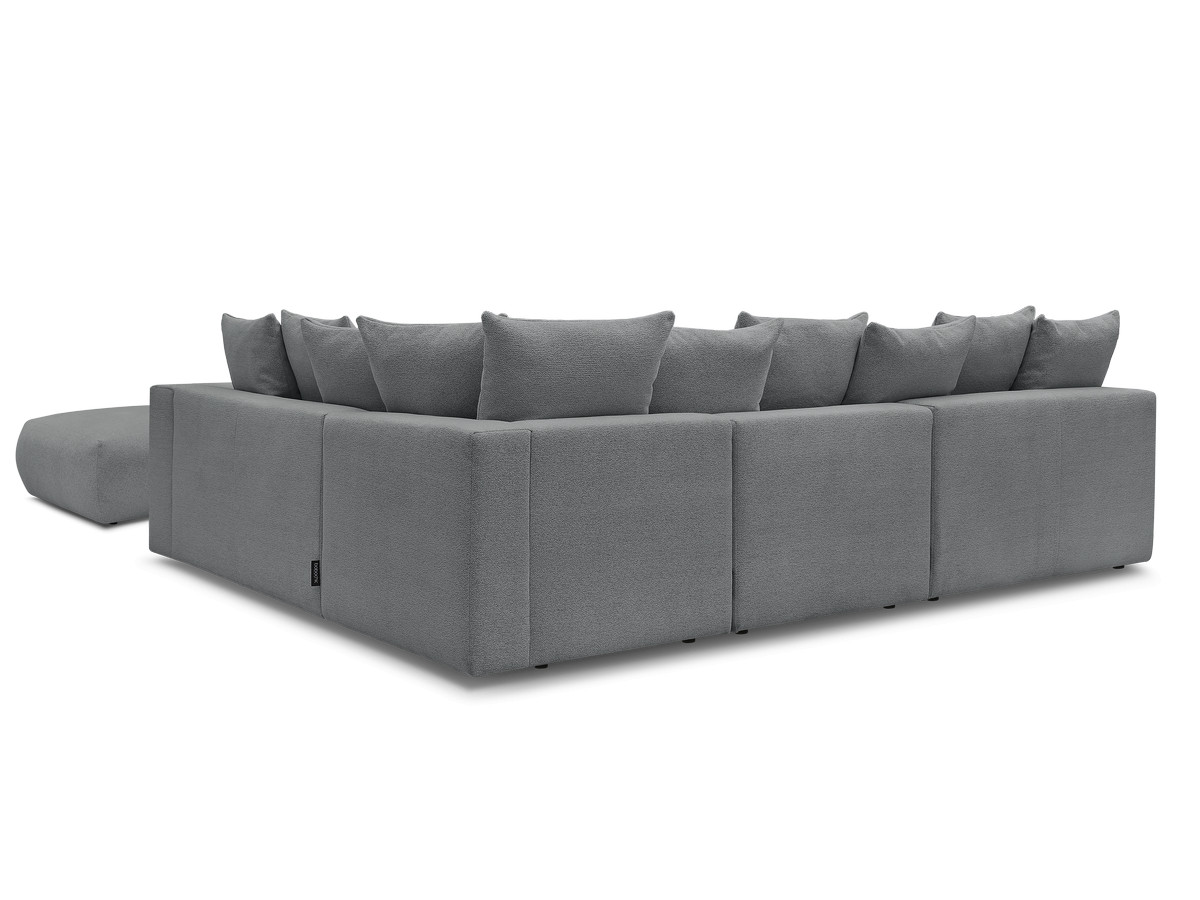 VOLTAIRE modulaire vaste hoekbank met 2 tweezitsfauteuils, 1 hoek- en 1 enkele fauteuil in gemêleerde stof met voetenbank