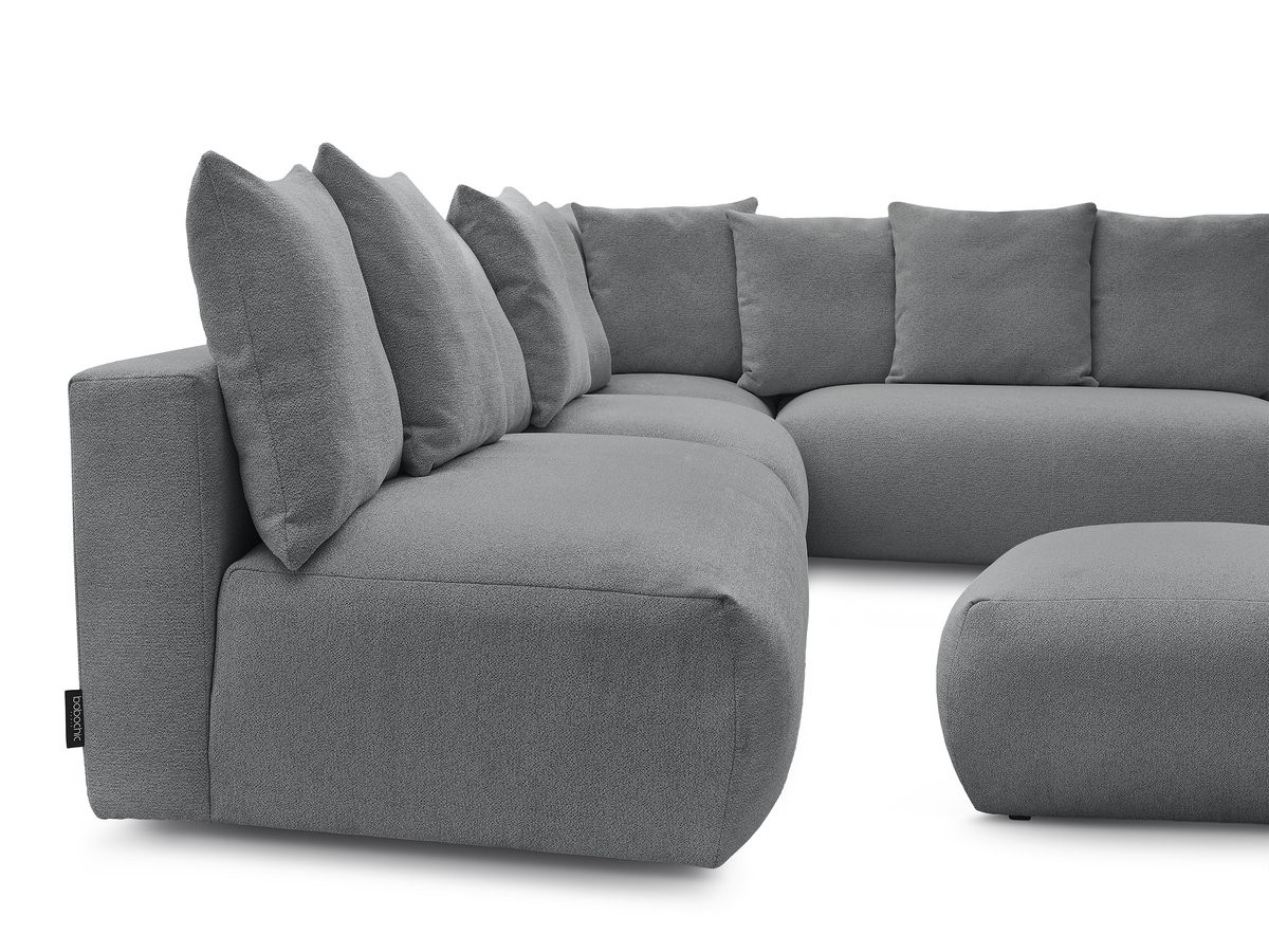 VOLTAIRE modulaire vaste hoekbank met 2 tweezitsfauteuils, 1 hoek- en 1 enkele fauteuil in gemêleerde stof met voetenbank