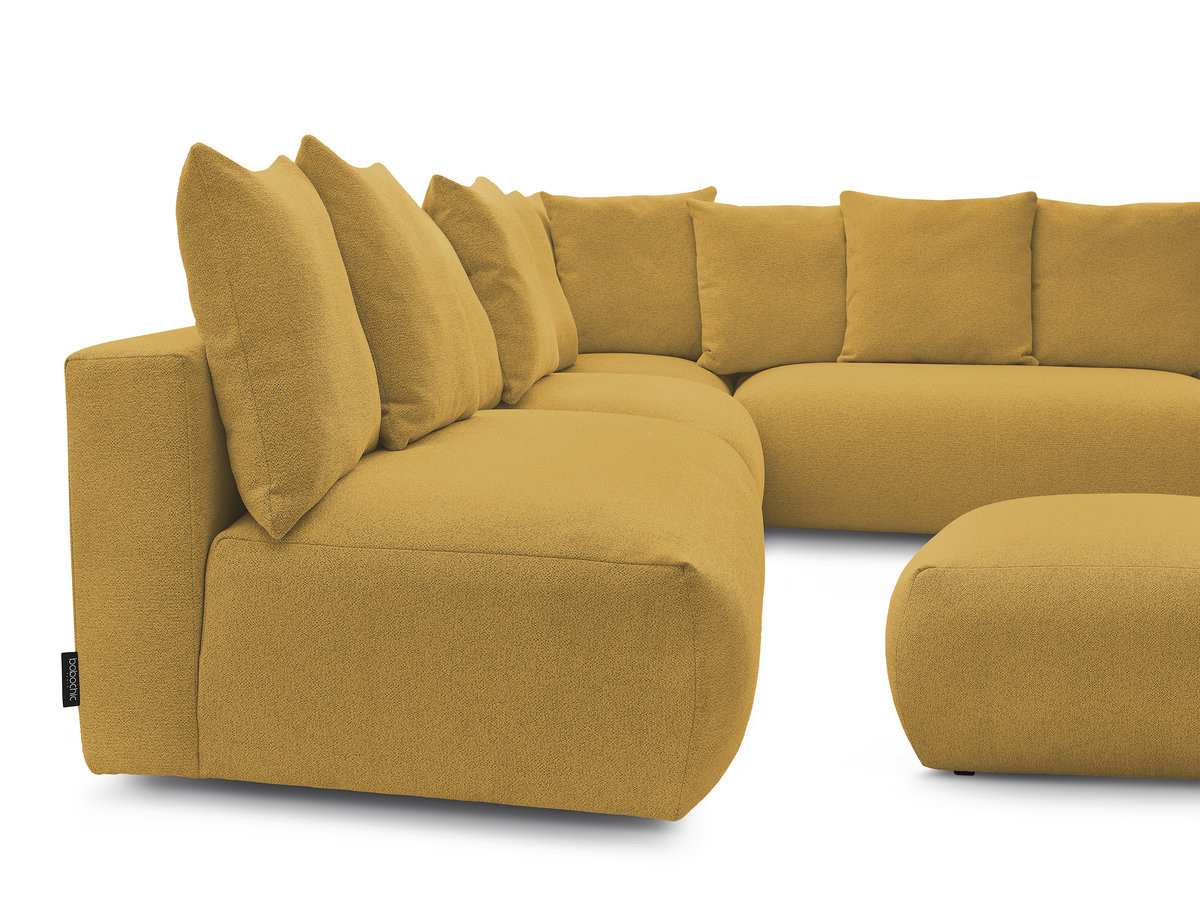 VOLTAIRE modulaire vaste hoekbank met 2 tweezitsfauteuils, 1 hoek- en 1 enkele fauteuil in gemêleerde stof met voetenbank