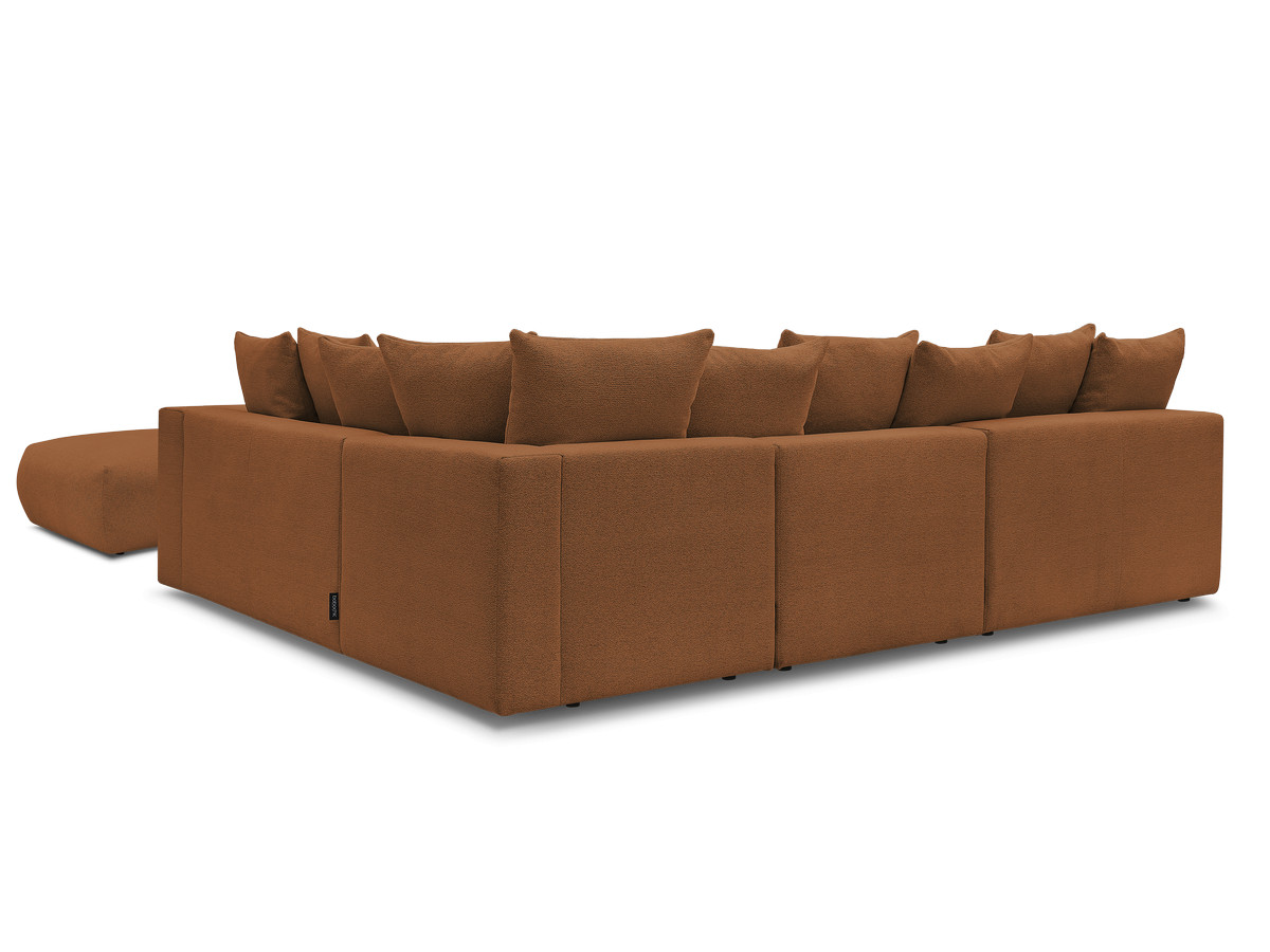 VOLTAIRE modulaire vaste hoekbank met 2 tweezitsfauteuils, 1 hoek- en 1 enkele fauteuil in gemêleerde stof met voetenbank