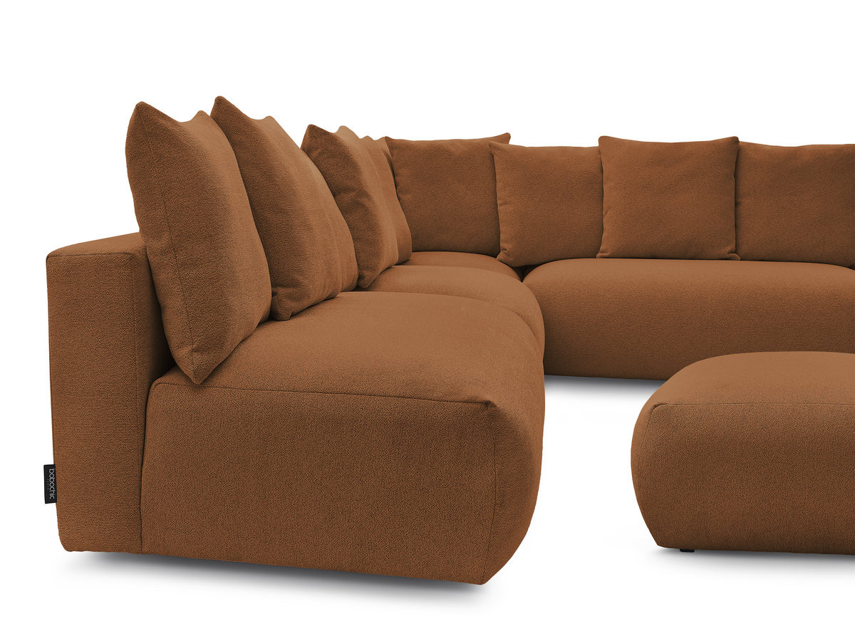 VOLTAIRE modulaire vaste hoekbank met 2 tweezitsfauteuils, 1 hoek- en 1 enkele fauteuil in gemêleerde stof met voetenbank