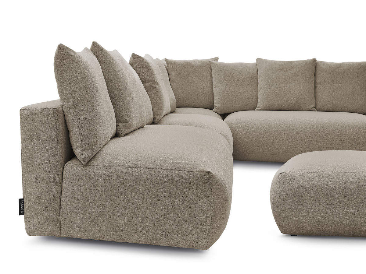VOLTAIRE modulaire vaste hoekbank met 2 tweezitsfauteuils, 1 hoek- en 1 enkele fauteuil in gemêleerde stof met voetenbank