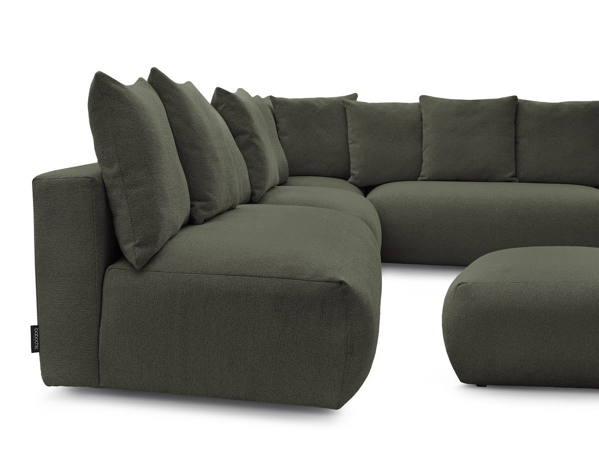 VOLTAIRE modulaire vaste hoekbank met 2 tweezitsfauteuils, 1 hoek- en 1 enkele fauteuil in gemêleerde stof met voetenbank