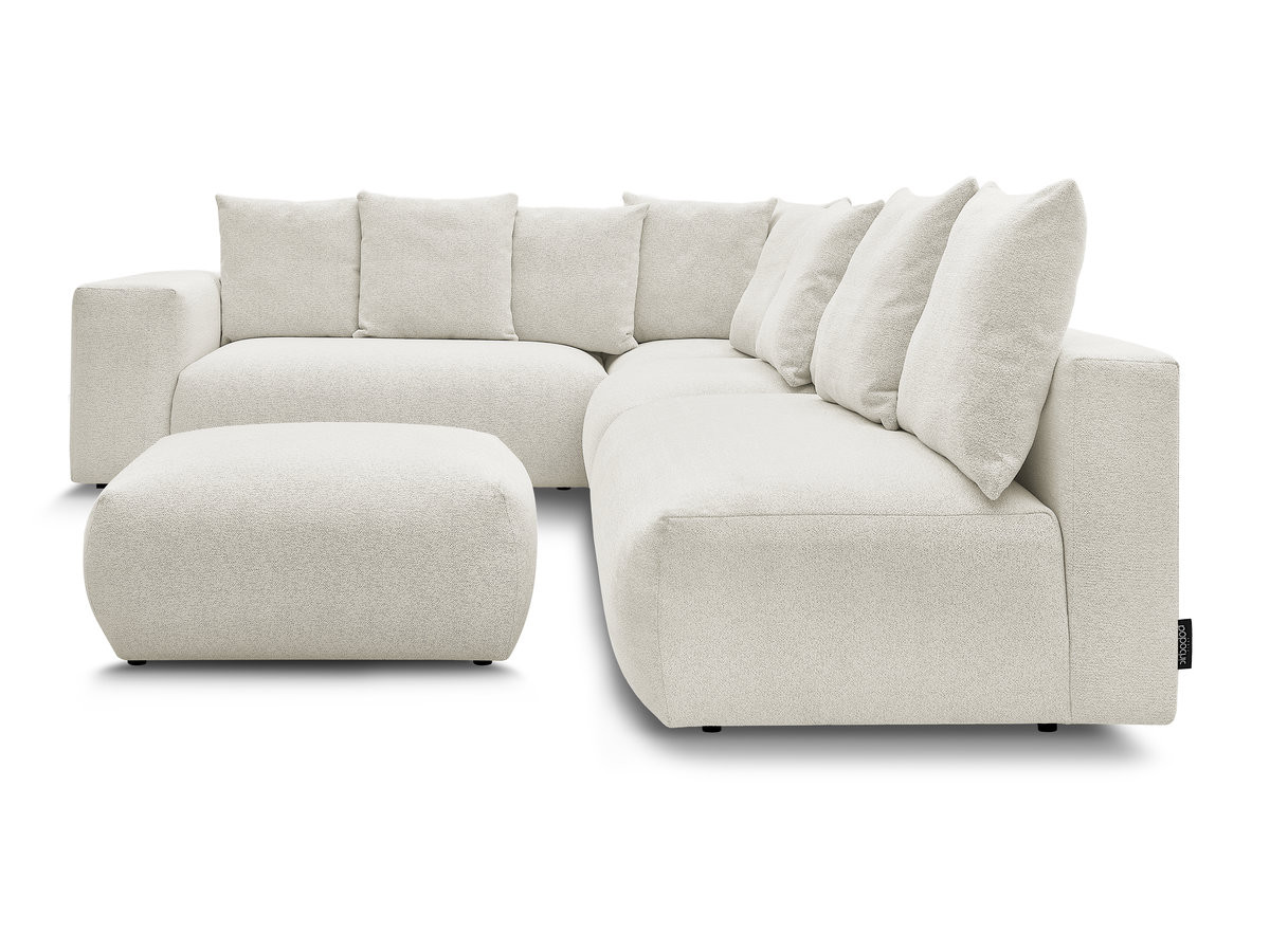 VOLTAIRE modulaire vaste hoekbank met 2 tweezitsfauteuils, 1 hoek- en 1 enkele fauteuil in gemêleerde stof met voetenbank