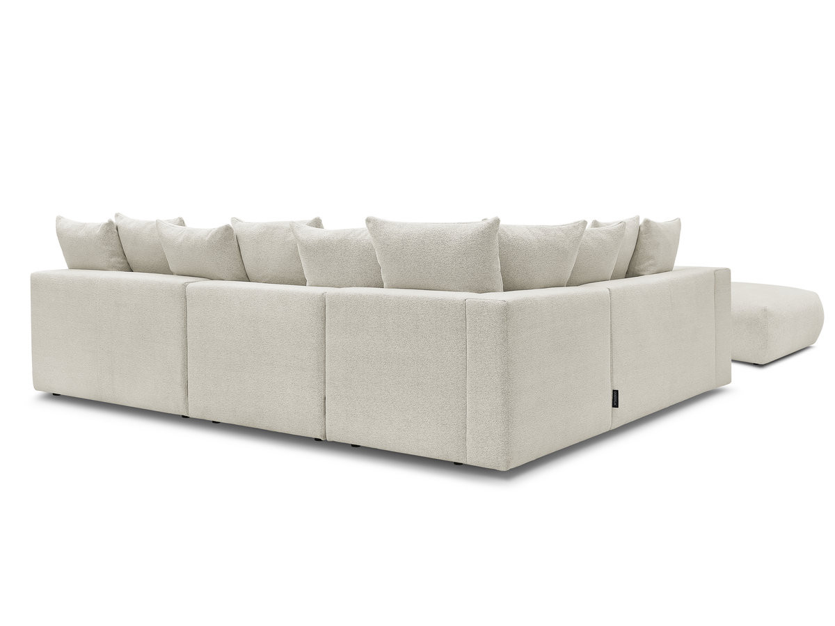 VOLTAIRE modulaire vaste hoekbank met 2 tweezitsfauteuils, 1 hoek- en 1 enkele fauteuil in gemêleerde stof met voetenbank