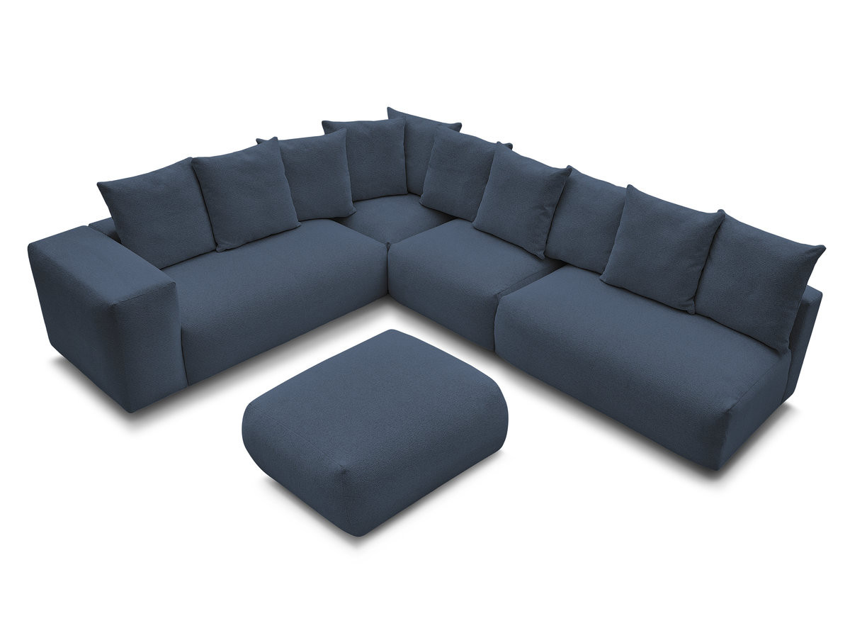 VOLTAIRE modulaire vaste hoekbank met 2 tweezitsfauteuils, 1 hoek- en 1 enkele fauteuil in gemêleerde stof met voetenbank