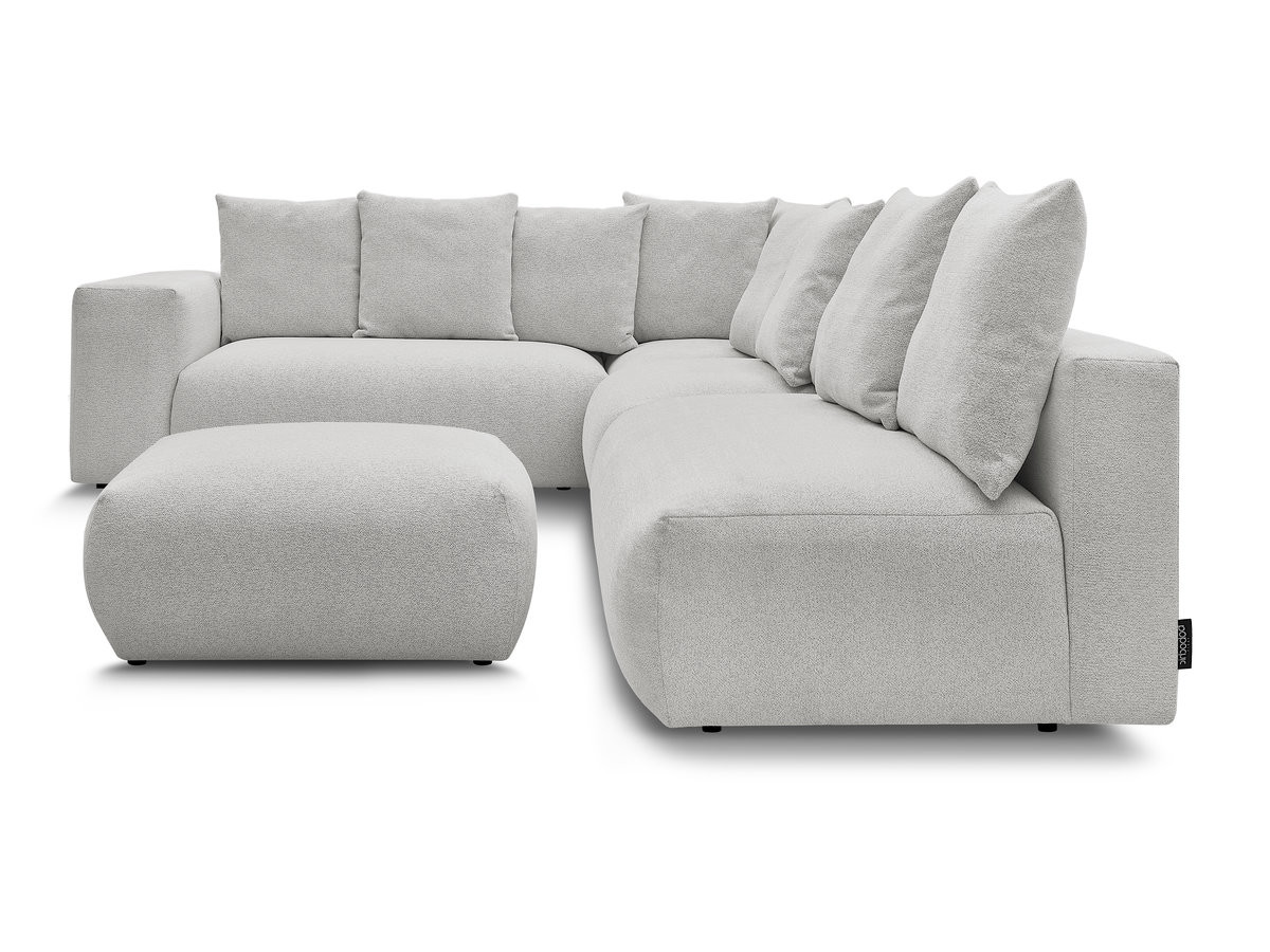 VOLTAIRE modulaire vaste hoekbank met 2 tweezitsfauteuils, 1 hoek- en 1 enkele fauteuil in gemêleerde stof met voetenbank