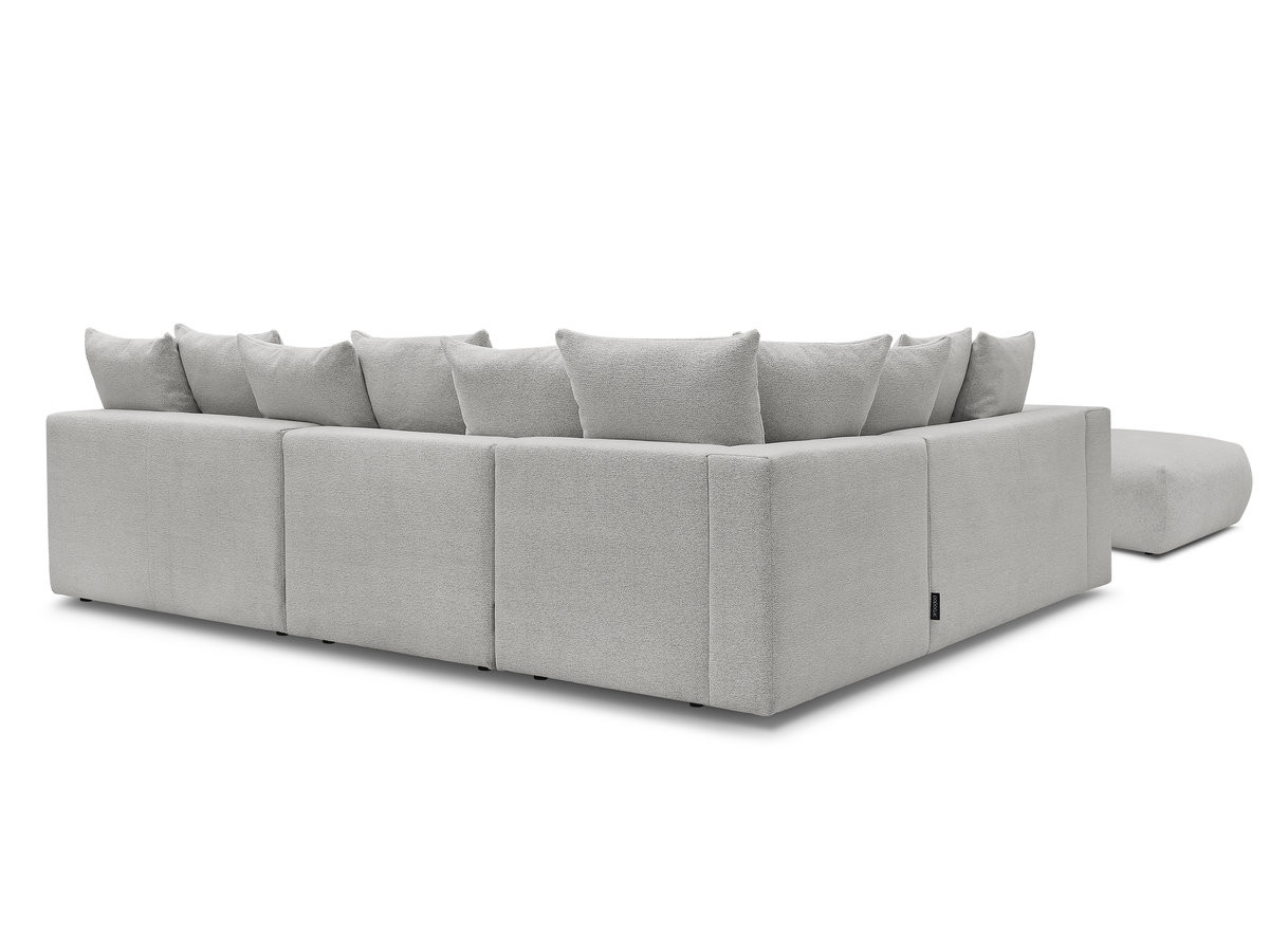 VOLTAIRE modulaire vaste hoekbank met 2 tweezitsfauteuils, 1 hoek- en 1 enkele fauteuil in gemêleerde stof met voetenbank
