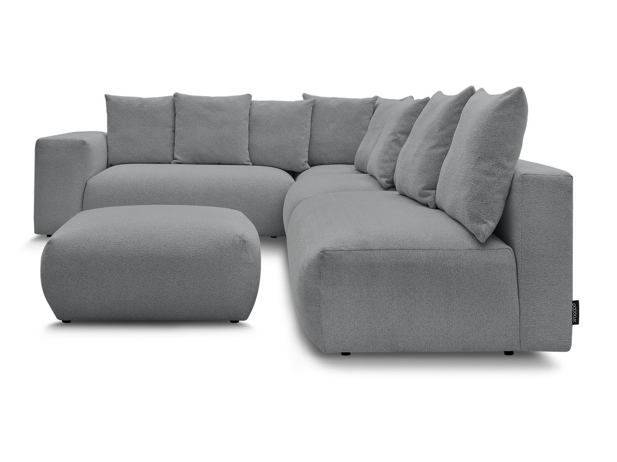 VOLTAIRE modulaire vaste hoekbank met 2 tweezitsfauteuils, 1 hoek- en 1 enkele fauteuil in gemêleerde stof met voetenbank