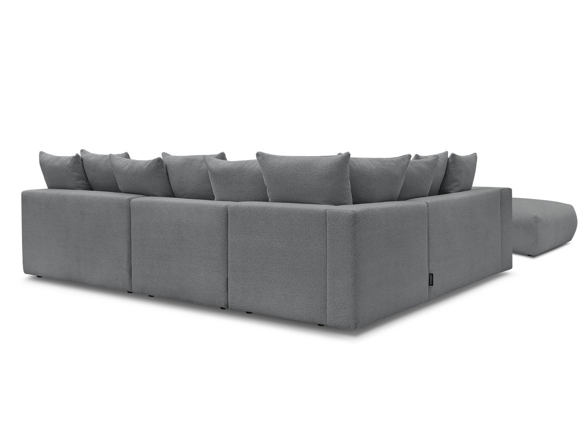 VOLTAIRE modulaire vaste hoekbank met 2 tweezitsfauteuils, 1 hoek- en 1 enkele fauteuil in gemêleerde stof met voetenbank