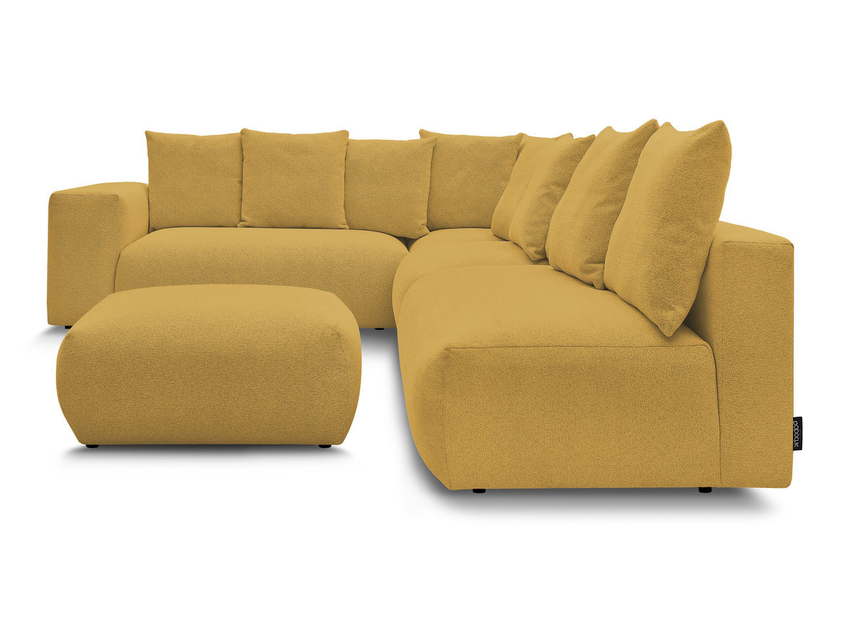 VOLTAIRE modulaire vaste hoekbank met 2 tweezitsfauteuils, 1 hoek- en 1 enkele fauteuil in gemêleerde stof met voetenbank