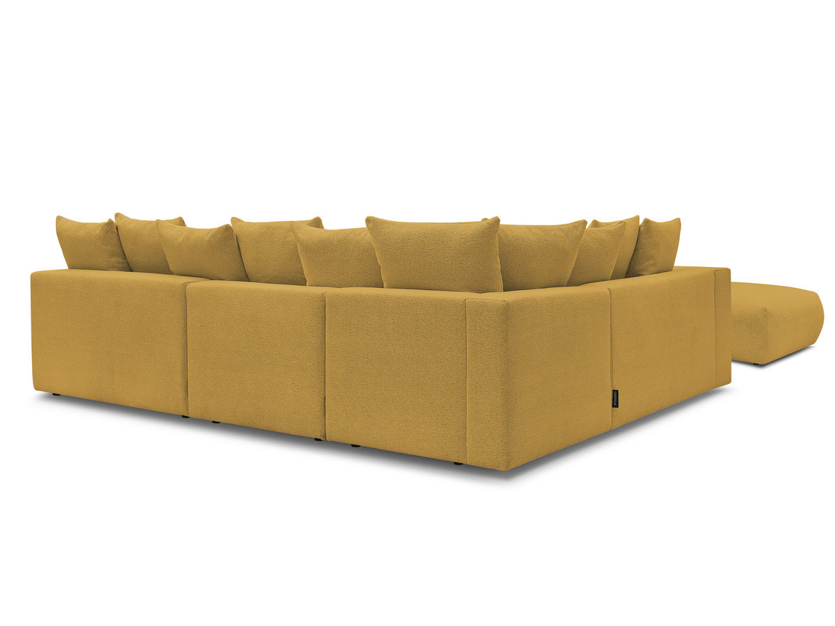 VOLTAIRE modulaire vaste hoekbank met 2 tweezitsfauteuils, 1 hoek- en 1 enkele fauteuil in gemêleerde stof met voetenbank