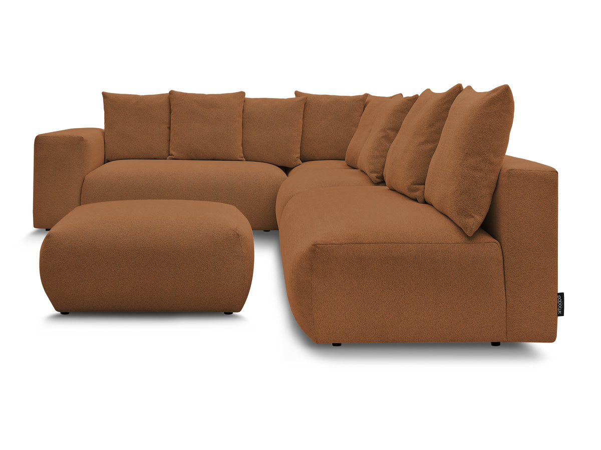 VOLTAIRE modulaire vaste hoekbank met 2 tweezitsfauteuils, 1 hoek- en 1 enkele fauteuil in gemêleerde stof met voetenbank