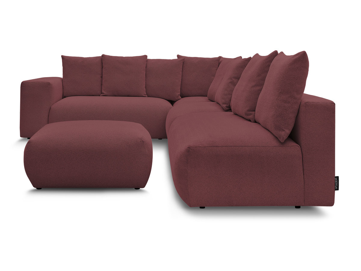 VOLTAIRE modulaire vaste hoekbank met 2 tweezitsfauteuils, 1 hoek- en 1 enkele fauteuil in gemêleerde stof met voetenbank