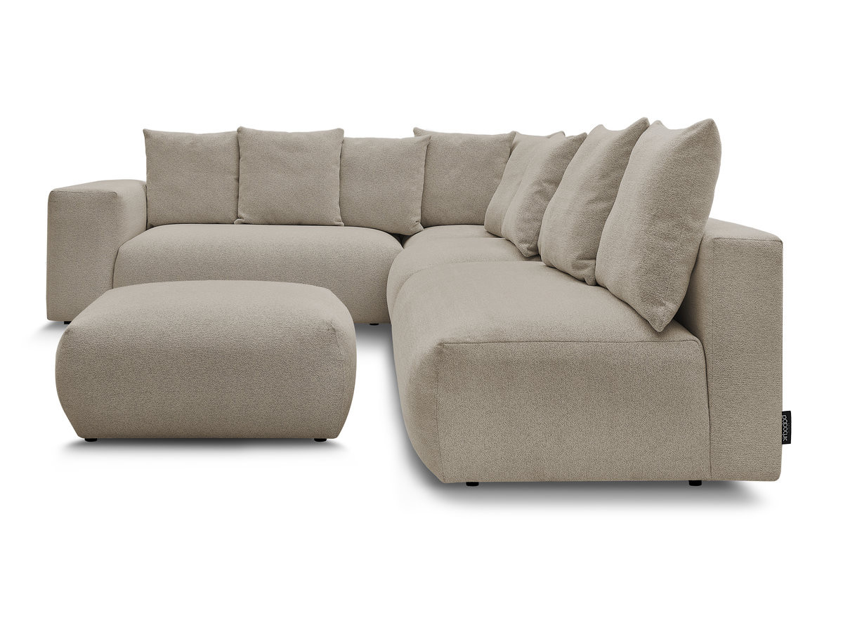 VOLTAIRE modulaire vaste hoekbank met 2 tweezitsfauteuils, 1 hoek- en 1 enkele fauteuil in gemêleerde stof met voetenbank
