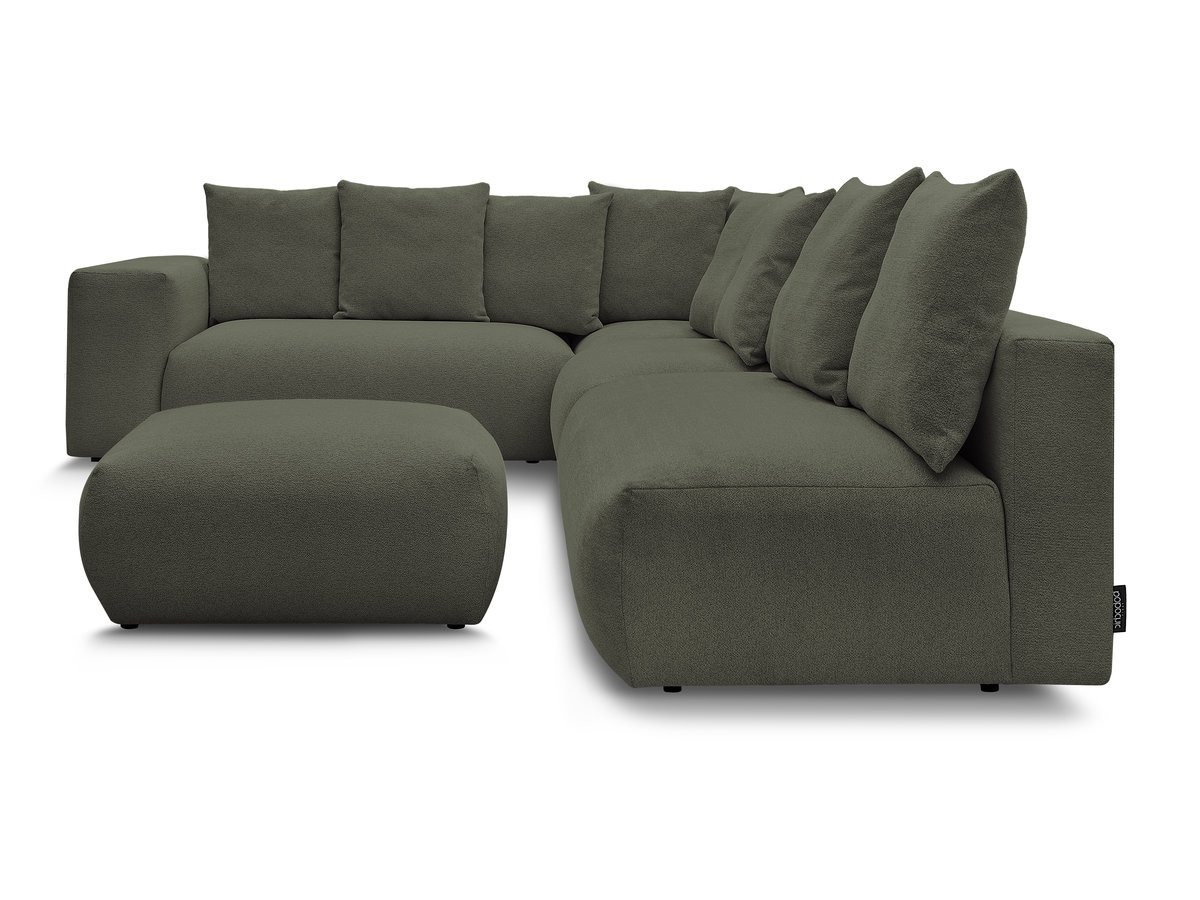 VOLTAIRE modulaire vaste hoekbank met 2 tweezitsfauteuils, 1 hoek- en 1 enkele fauteuil in gemêleerde stof met voetenbank