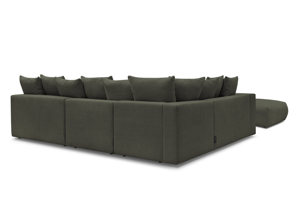 VOLTAIRE modulaire vaste hoekbank met 2 tweezitsfauteuils, 1 hoek- en 1 enkele fauteuil in gemêleerde stof met voetenbank