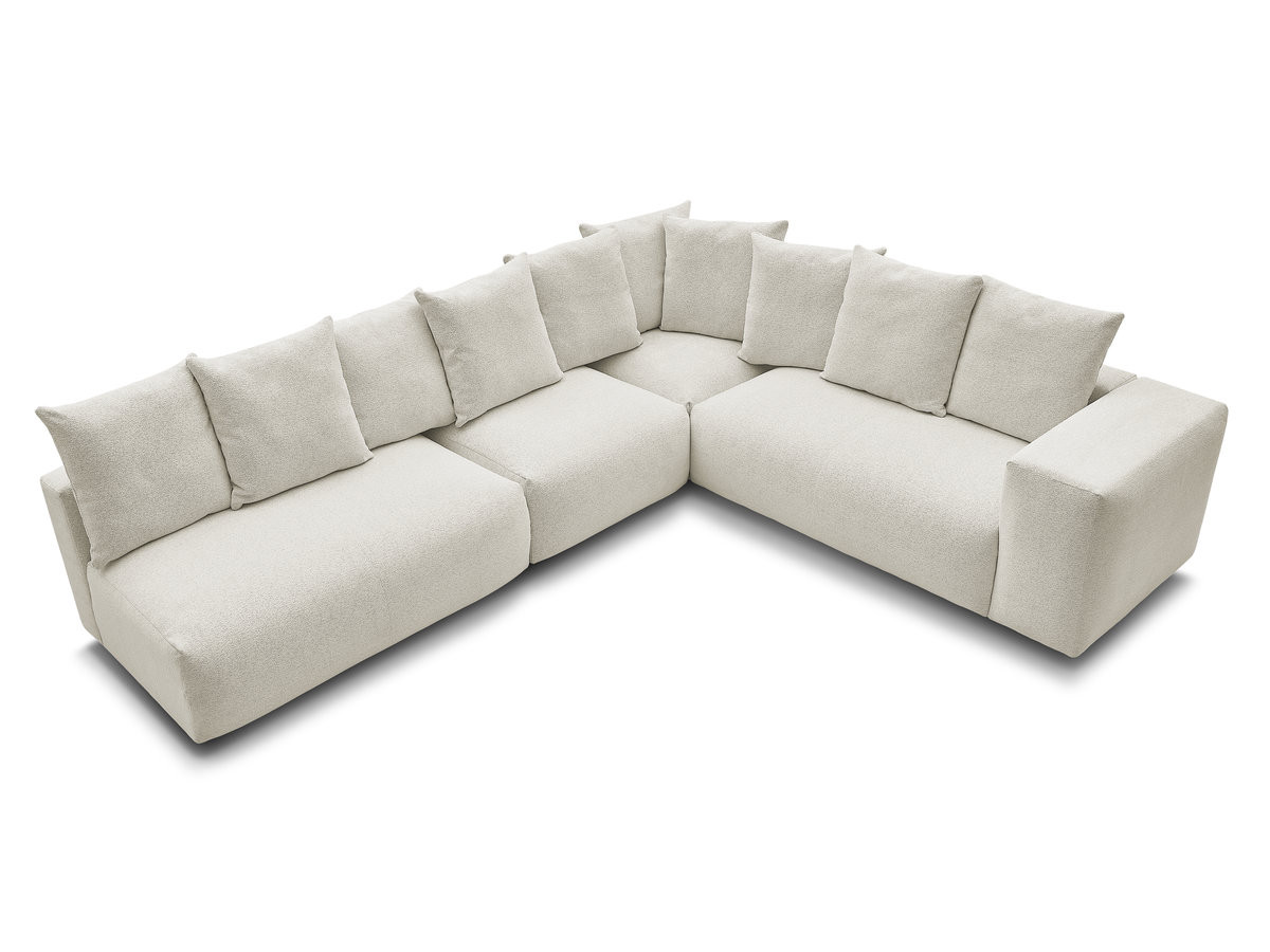 VOLTAIRE modulaire vaste hoekbank met 2 tweezitsfauteuils, 1 hoekfauteuil en 1 enkele fauteuil in gemêleerde stof