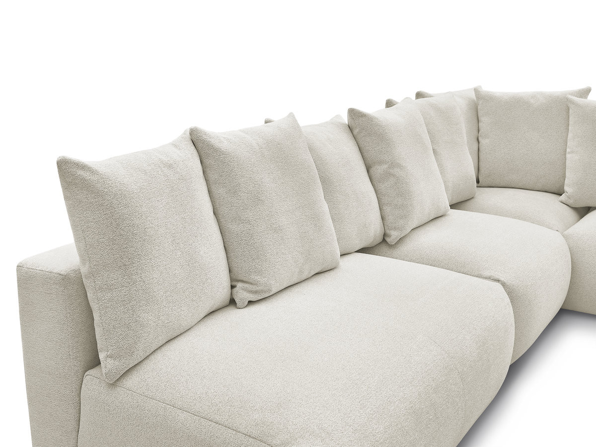 VOLTAIRE modulaire vaste hoekbank met 2 tweezitsfauteuils, 1 hoekfauteuil en 1 enkele fauteuil in gemêleerde stof