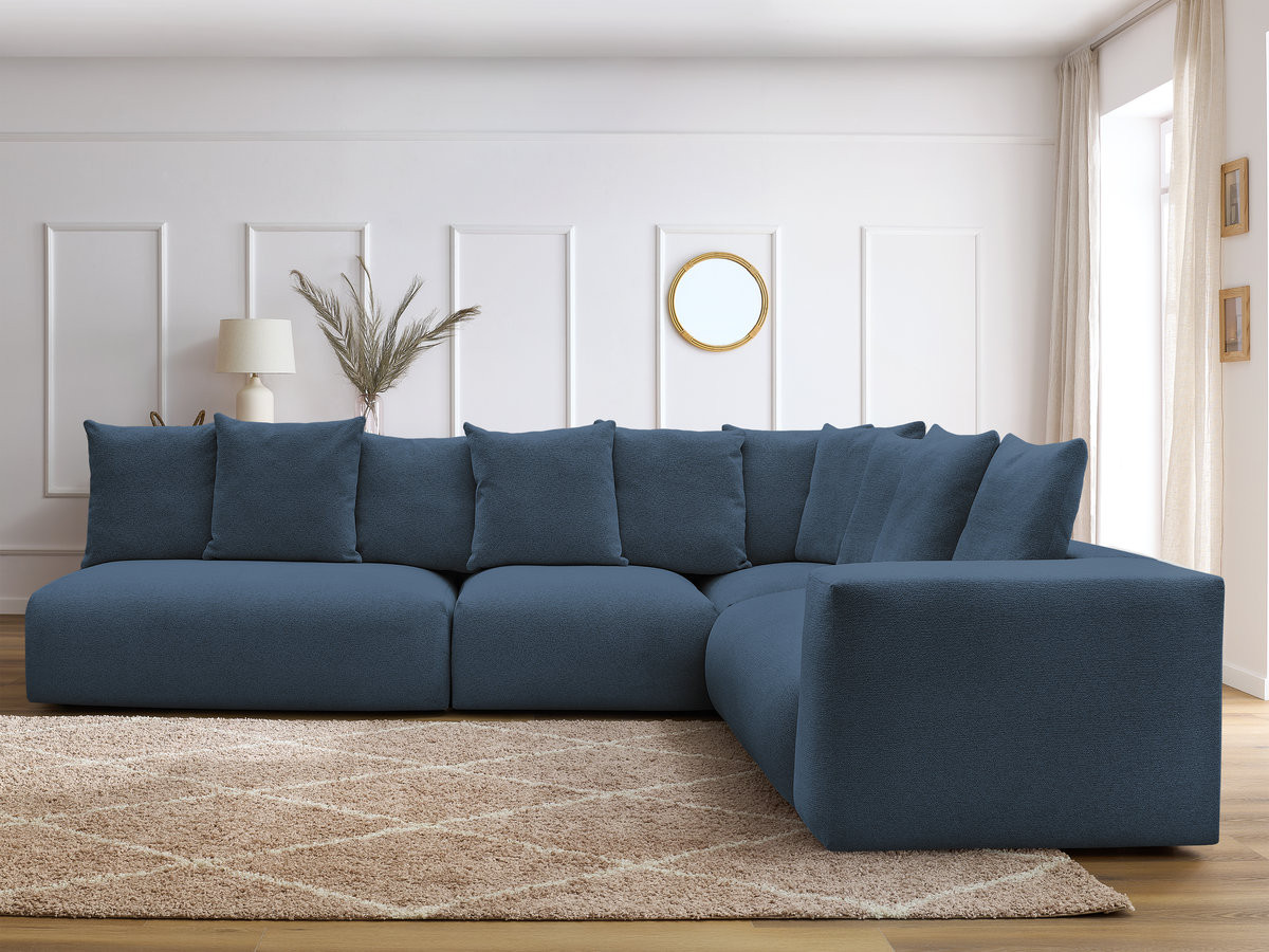 VOLTAIRE modulaire vaste hoekbank met 2 tweezitsfauteuils, 1 hoekfauteuil en 1 enkele fauteuil in gemêleerde stof