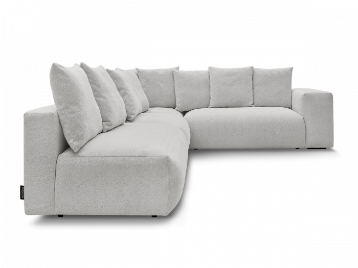 Canapé d'angle fixe modulable VOLTAIRE avec 2 chauffeuses 2 places, 1 angle et 1 chauffeuse 1 place tissu chiné