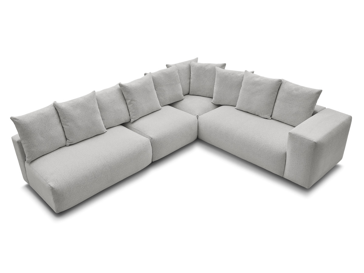 VOLTAIRE modulaire vaste hoekbank met 2 tweezitsfauteuils, 1 hoekfauteuil en 1 enkele fauteuil in gemêleerde stof