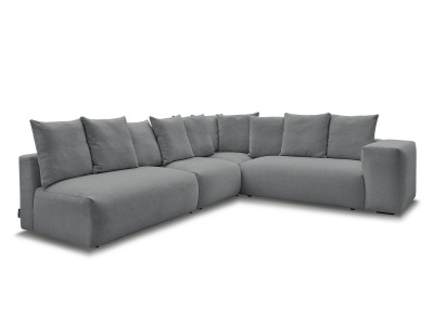 Canapé d'angle fixe modulable VOLTAIRE avec 2 chauffeuses 2 places, 1 angle et 1 chauffeuse 1 place tissu chiné