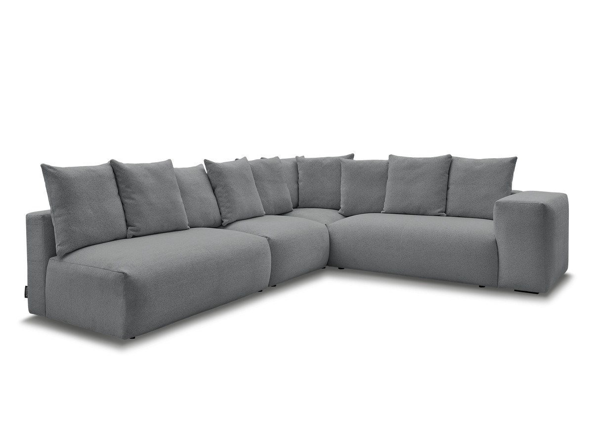 VOLTAIRE modulaire vaste hoekbank met 2 tweezitsfauteuils, 1 hoekfauteuil en 1 enkele fauteuil in gemêleerde stof