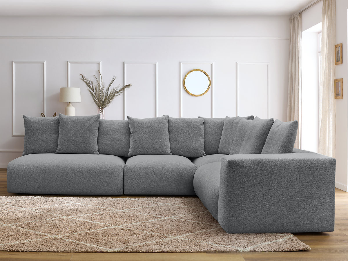 VOLTAIRE modulaire vaste hoekbank met 2 tweezitsfauteuils, 1 hoekfauteuil en 1 enkele fauteuil in gemêleerde stof