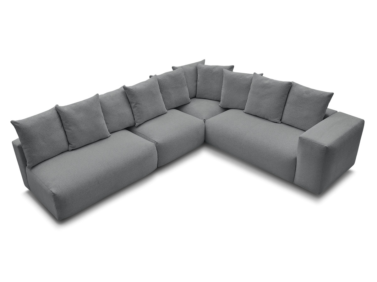 VOLTAIRE modulaire vaste hoekbank met 2 tweezitsfauteuils, 1 hoekfauteuil en 1 enkele fauteuil in gemêleerde stof