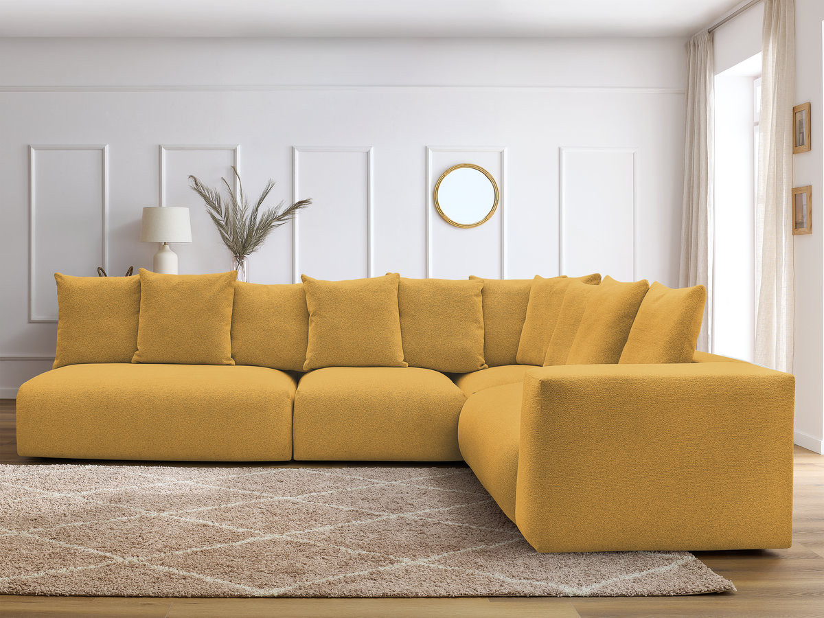 VOLTAIRE modulaire vaste hoekbank met 2 tweezitsfauteuils, 1 hoekfauteuil en 1 enkele fauteuil in gemêleerde stof