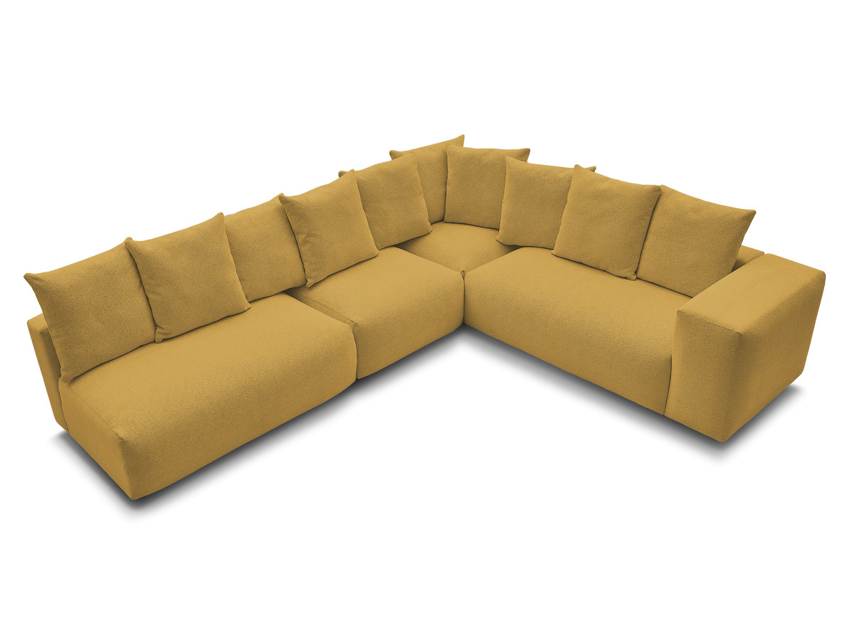 VOLTAIRE modulaire vaste hoekbank met 2 tweezitsfauteuils, 1 hoekfauteuil en 1 enkele fauteuil in gemêleerde stof