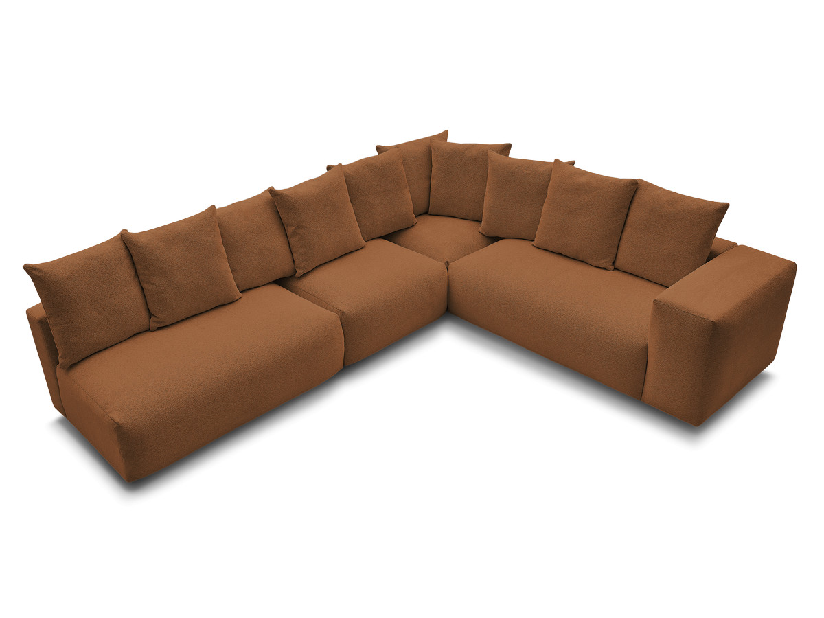 VOLTAIRE modulaire vaste hoekbank met 2 tweezitsfauteuils, 1 hoekfauteuil en 1 enkele fauteuil in gemêleerde stof