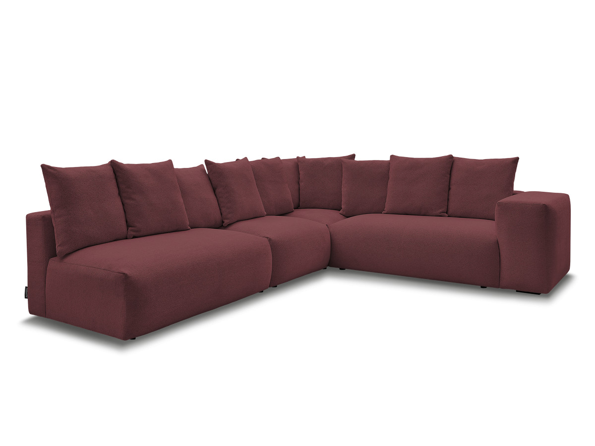 voltaire modulaire vaste hoekbank met 2 tweezitsfauteuils, 1 hoekfauteuil en 1 enkele fauteuil in gemêleerde stof gekleurd rood