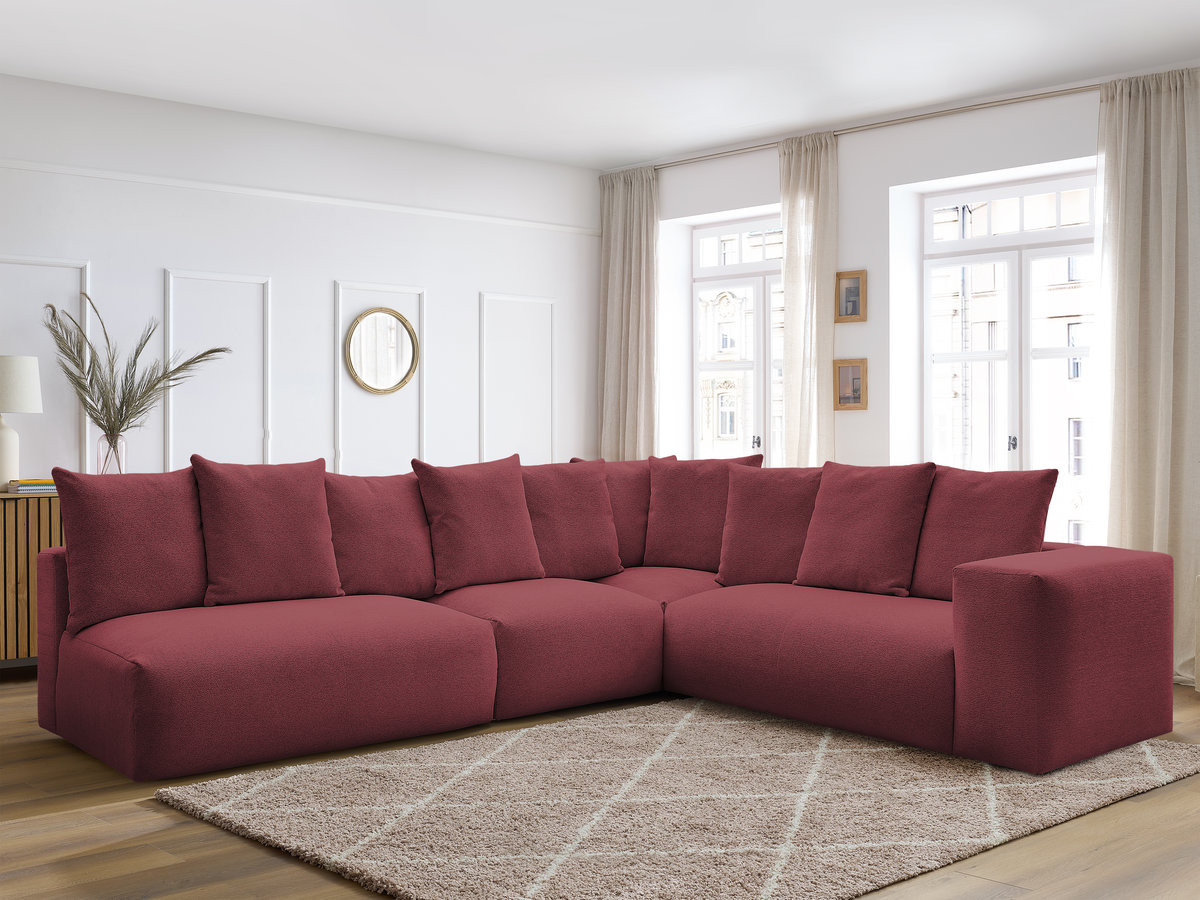 VOLTAIRE modulaire vaste hoekbank met 2 tweezitsfauteuils, 1 hoekfauteuil en 1 enkele fauteuil in gemêleerde stof