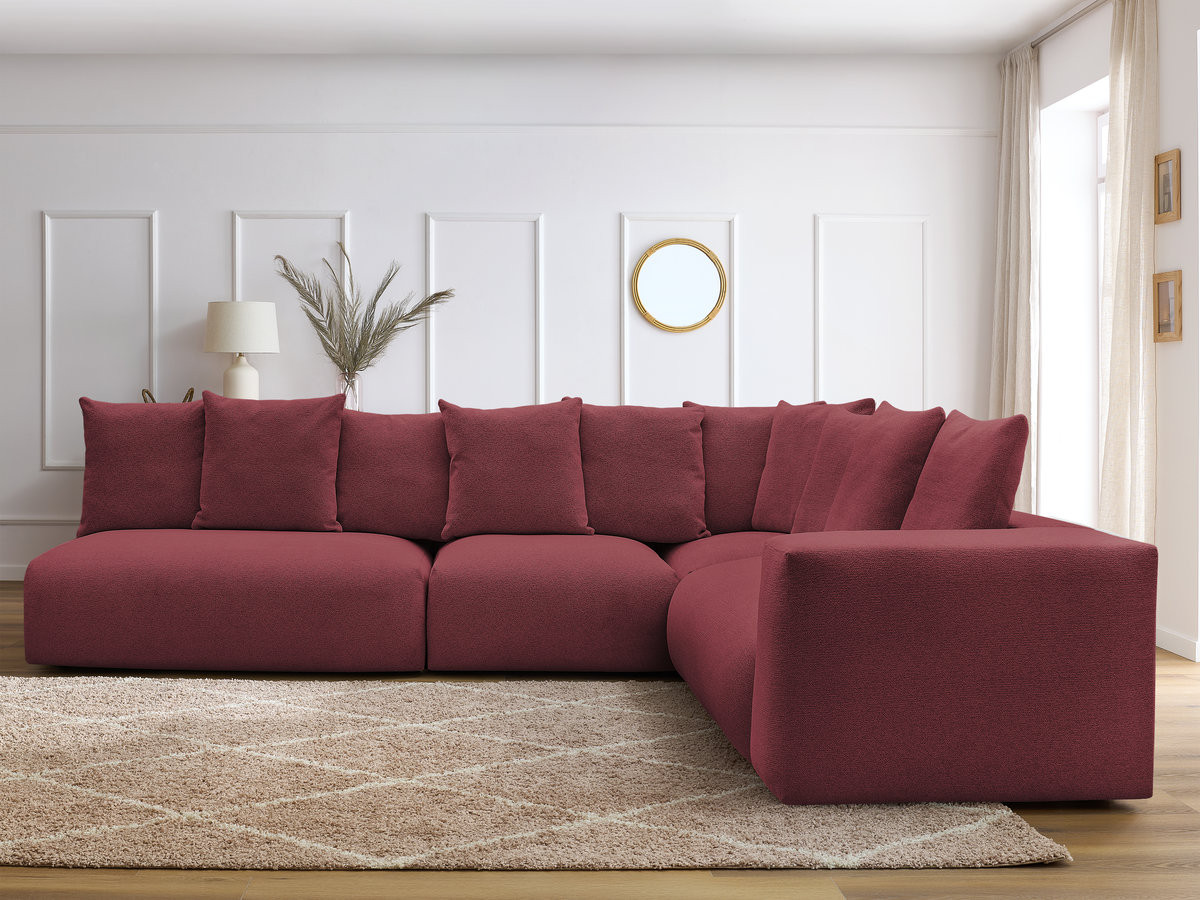 VOLTAIRE modulaire vaste hoekbank met 2 tweezitsfauteuils, 1 hoekfauteuil en 1 enkele fauteuil in gemêleerde stof