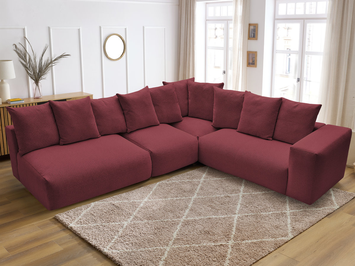 VOLTAIRE modulaire vaste hoekbank met 2 tweezitsfauteuils, 1 hoekfauteuil en 1 enkele fauteuil in gemêleerde stof