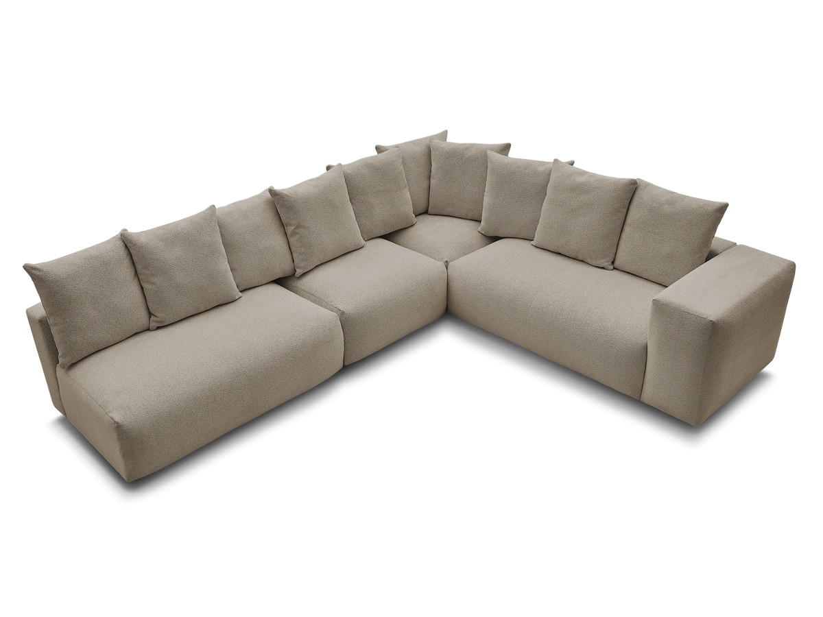 VOLTAIRE modulaire vaste hoekbank met 2 tweezitsfauteuils, 1 hoekfauteuil en 1 enkele fauteuil in gemêleerde stof