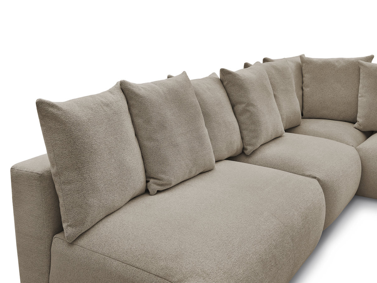 VOLTAIRE modulaire vaste hoekbank met 2 tweezitsfauteuils, 1 hoekfauteuil en 1 enkele fauteuil in gemêleerde stof