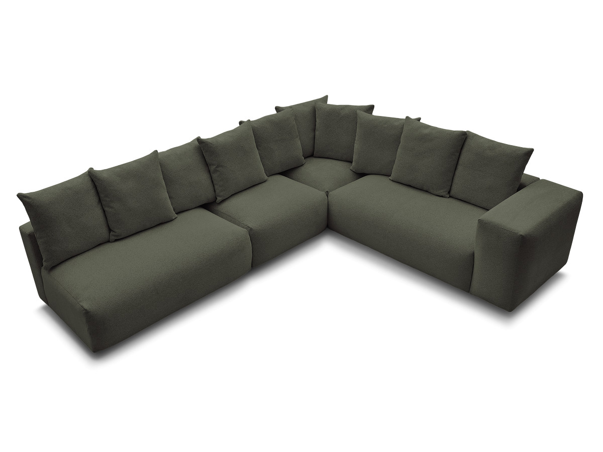 VOLTAIRE modulaire vaste hoekbank met 2 tweezitsfauteuils, 1 hoekfauteuil en 1 enkele fauteuil in gemêleerde stof
