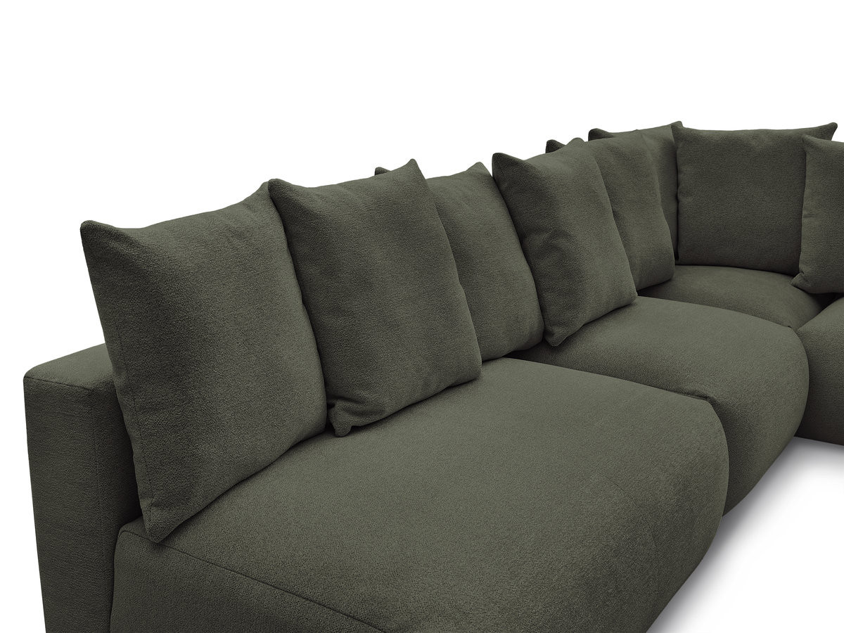 VOLTAIRE modulaire vaste hoekbank met 2 tweezitsfauteuils, 1 hoekfauteuil en 1 enkele fauteuil in gemêleerde stof