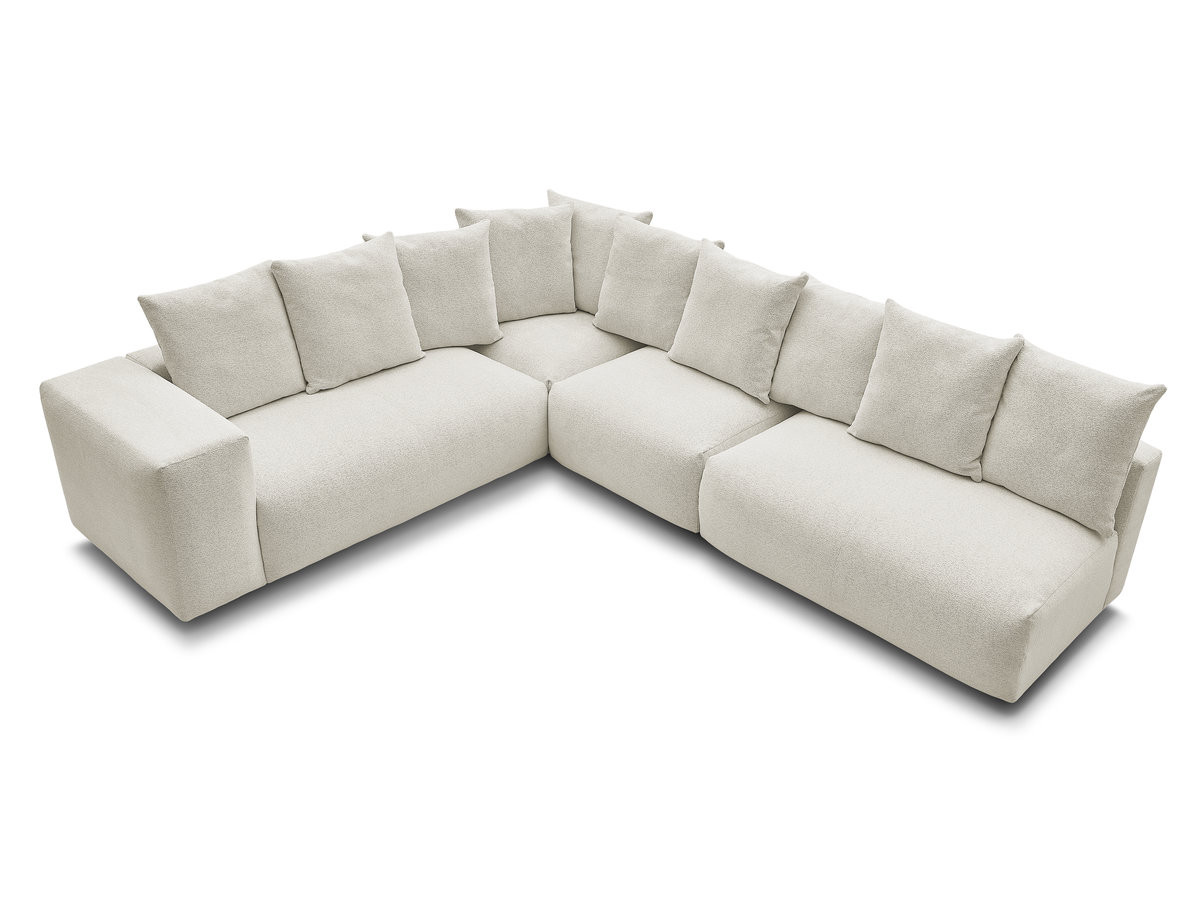 VOLTAIRE modulaire vaste hoekbank met 2 tweezitsfauteuils, 1 hoekfauteuil en 1 enkele fauteuil in gemêleerde stof